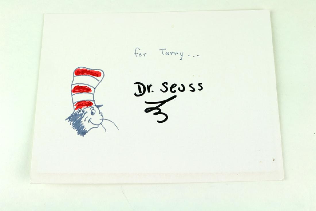 Dr Seuss Hand Signed  Hand Drawn Cartoon (1 of 2)