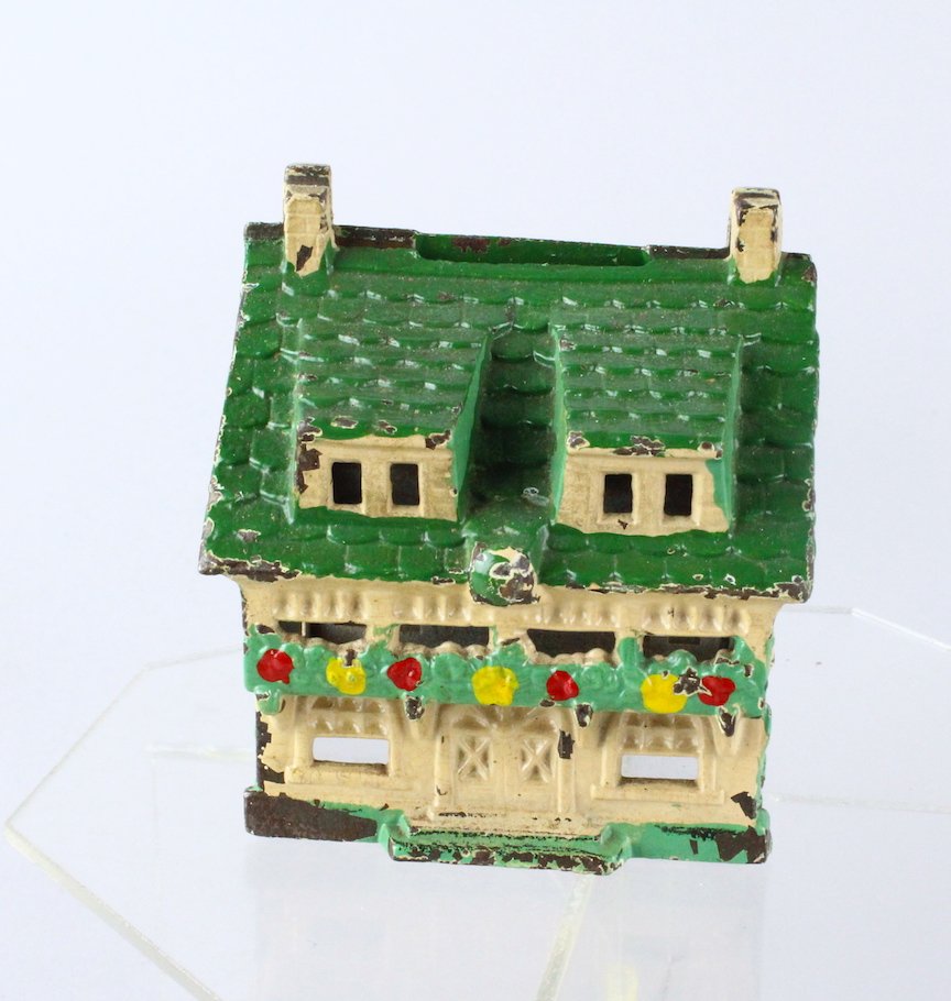 Grey Iron Cast Iron Painted Cottage Bank Bungalow Bank (1 of 5)