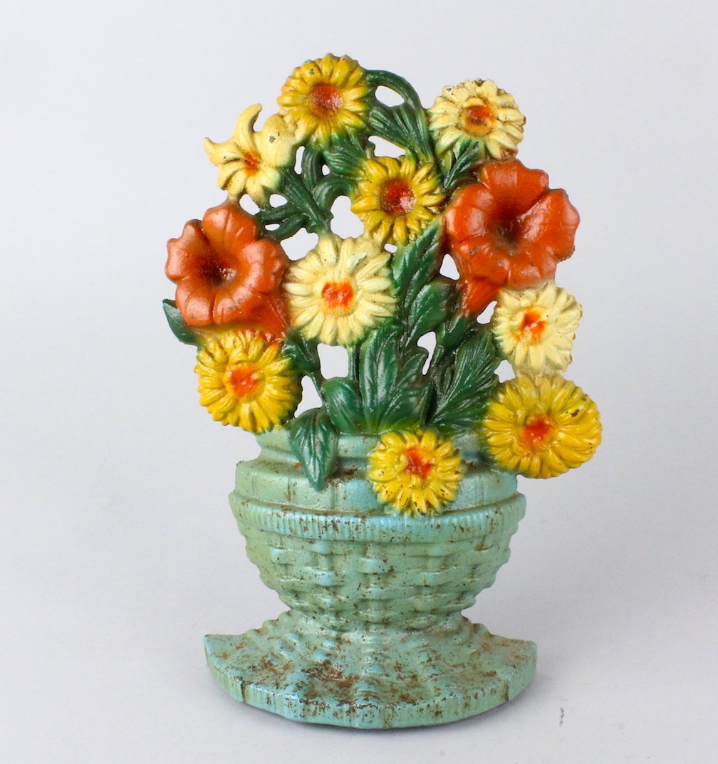 Cast Iron Flower Basket Door Stop (1 of 2)