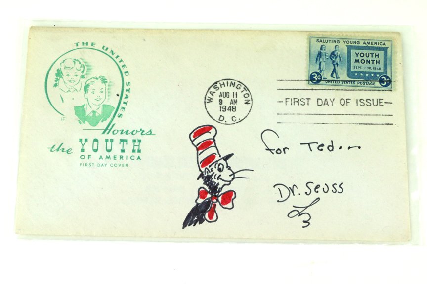 Dr Seuss Hand Drawn Signed Postcard (1 of 2)