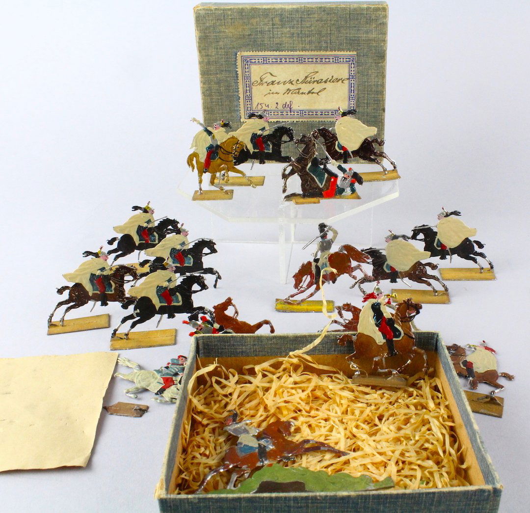 Early Boxed German Tin Flats French Horsemen 19th C (1 of 3)