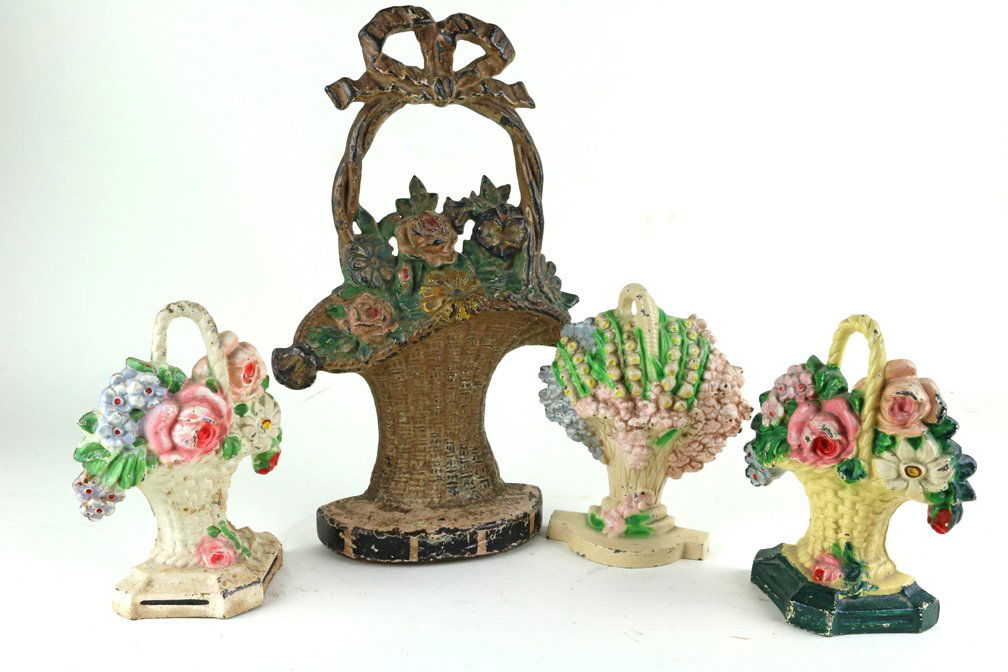 Cast Iron Flower Pot Doorstop Bookend Lot (1 of 3)