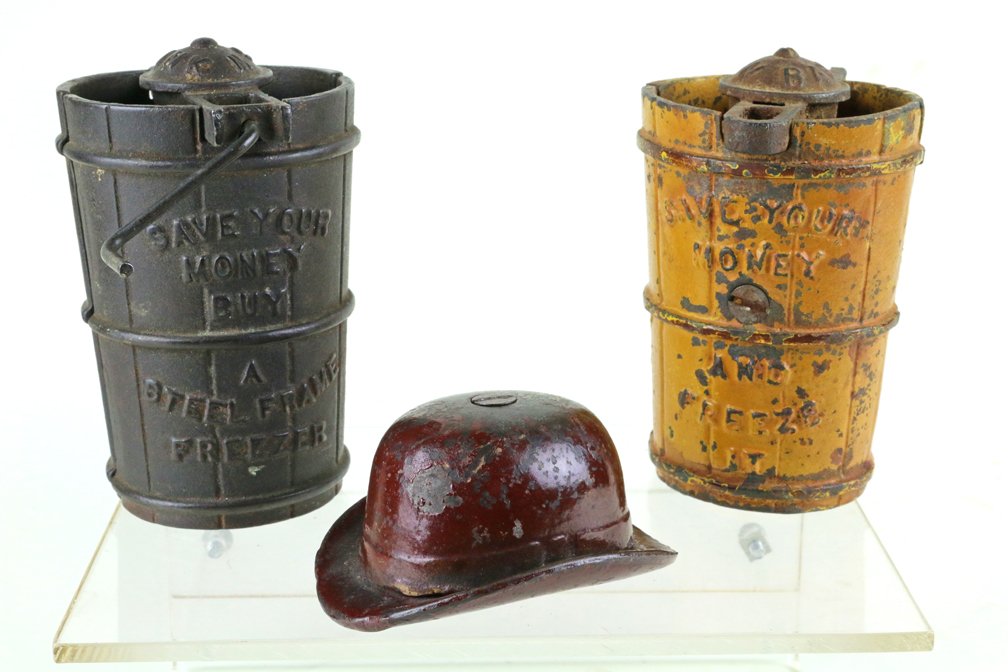 Save Your Money Pass The Hat Cast Iron Bank Lot (1 of 2)