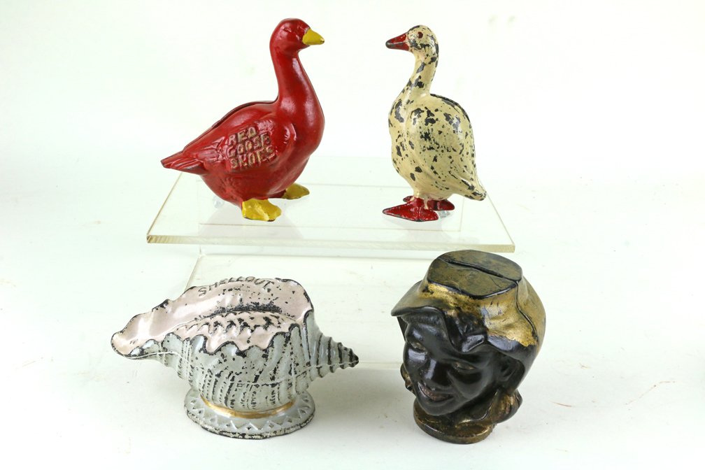 Red Goose Advertising Shellout Cast Iron Bank Lot (1 of 3)