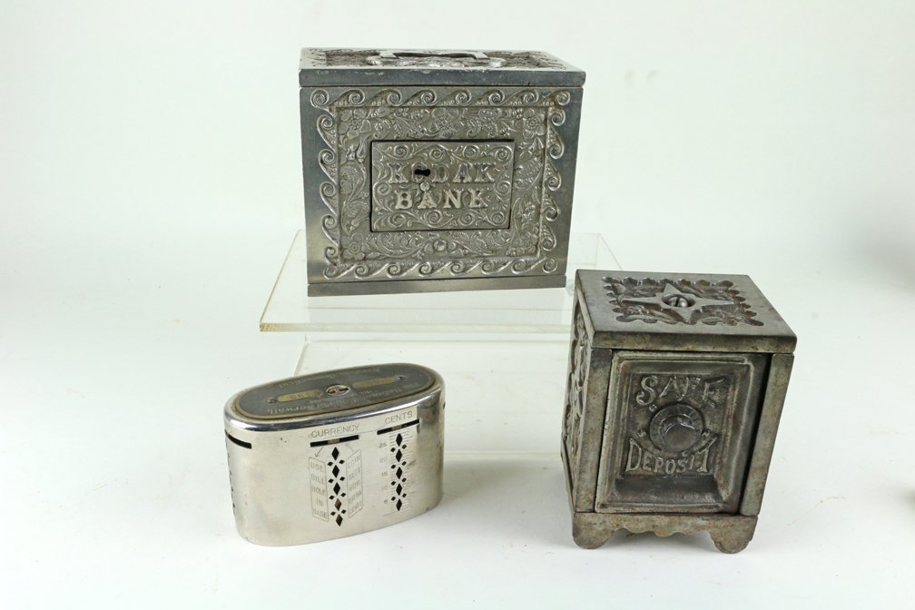Kodak Safe Deposit Cast Iron Bank Lot (1 of 3)