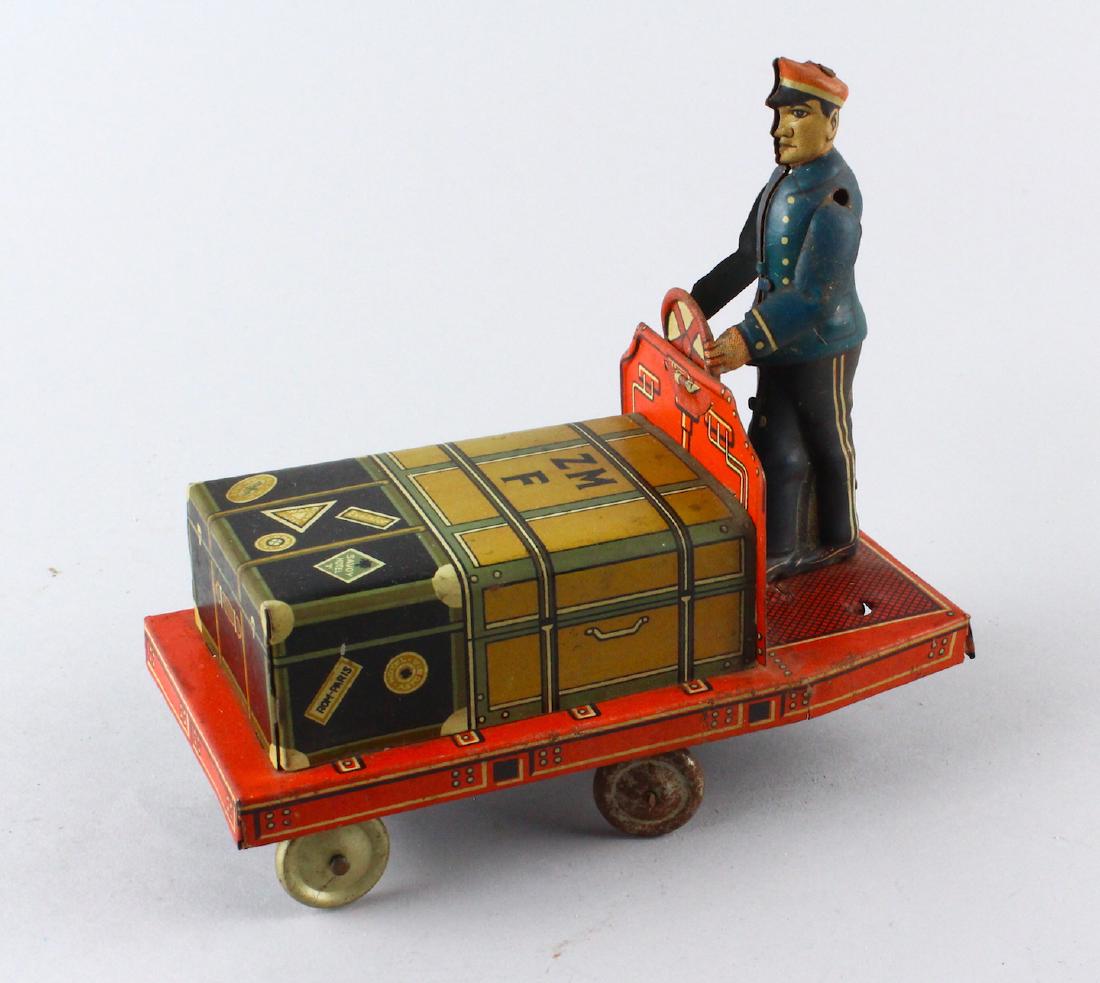 German Tin Porter with Luggage Cart Trolley/Cart (1 of 5)