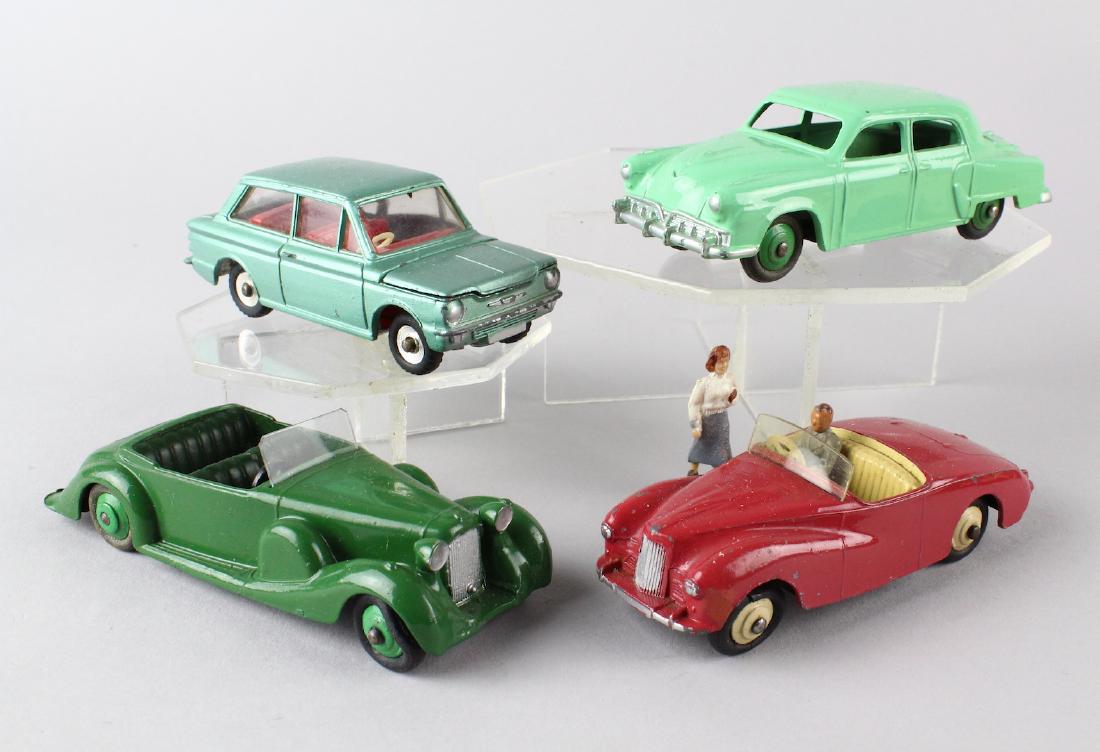 4 Dinky Toy Cars Sunbeam, Lagonda, Studebaker Hillman (1 of 2)