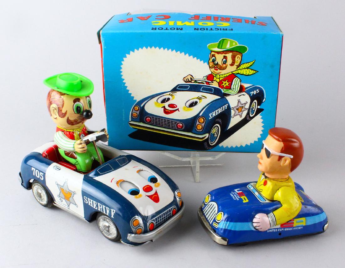 Marx Tin Espionage Spy Car & Sheriff Car in Box (1 of 3)