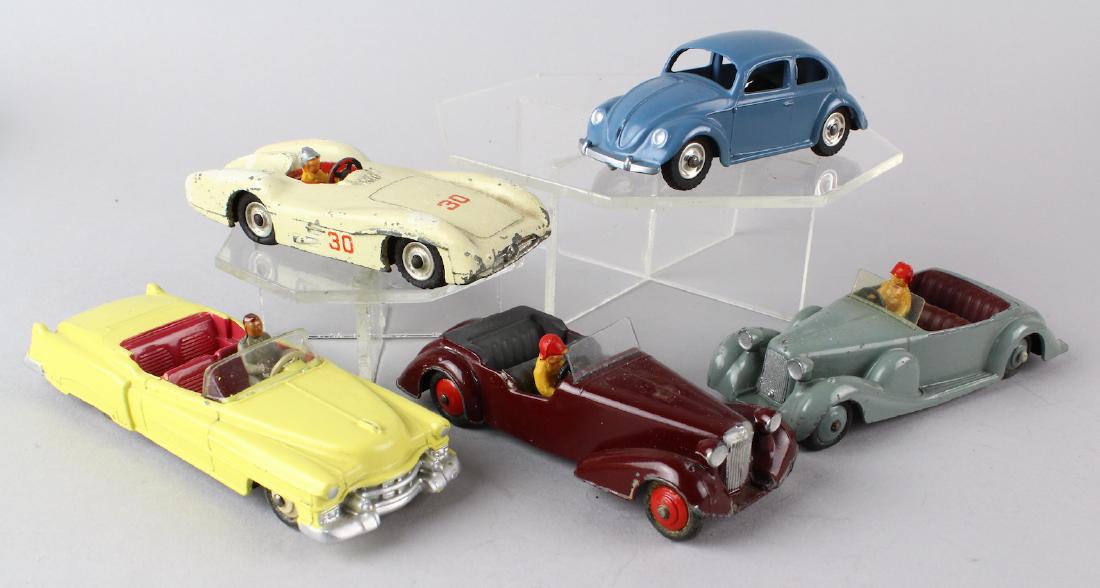 5 Dinky Cars Volkswagen, Cadillac, Mercedes, Alvis, (1 of 4)