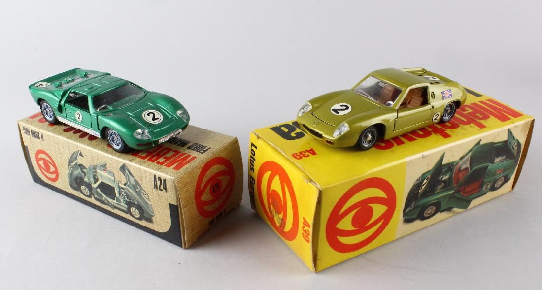Mebetoys Italy Ford Mark II & Lotus Europa: Mebetoys Italy Ford Mark II & Lotus Europa A39. Made in Italy. In original box.