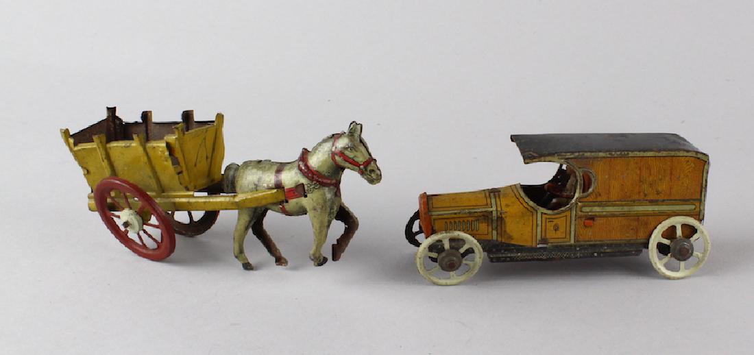 German Tin Fischer Panel Van & Meier Wagon Penny Toys (1 of 3)