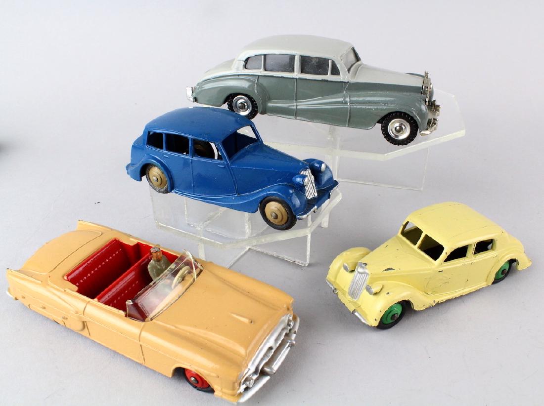 4 Dinky Cars Triumph Saloon, Packard, Riley, Rolls (1 of 3)