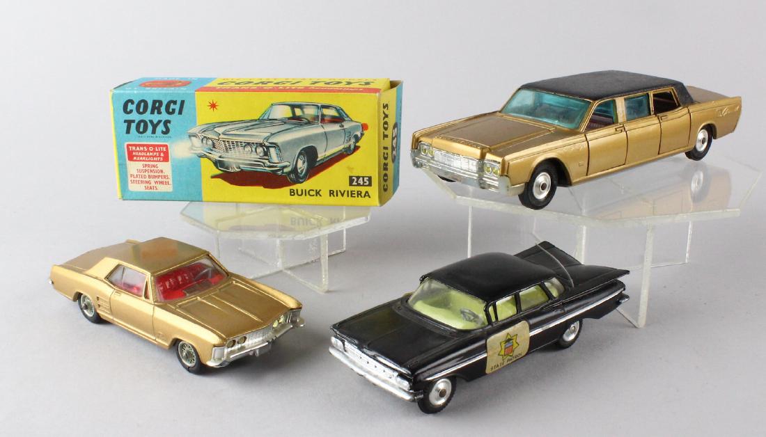 Corgi Buick Riviera 245 MIB Chevy Police & Limousine: Corgi Buick Riviera #245 mint in the box, Chevy Police Car & Limousine