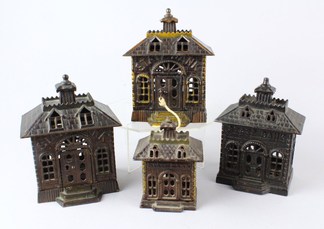 Kenton Cast Iron State Bank with Key & 3 State Banks (1 of 3)