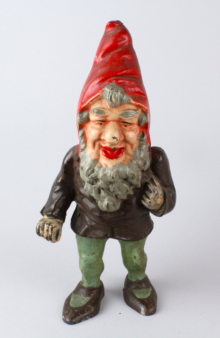 Hubley Cast Iron Gnome Door Stop Orig Paint (1 of 3)