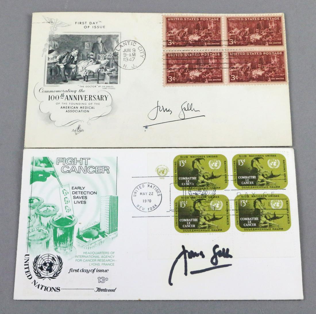 Jonas Salk First Day Covers Signed: Jonas Salk First Day Covers 1947, 1970. All autographs & signed ephemera presented here is from the Cordelia Platt autograph collection. Highly regarded in the autograph industry, Cordelia was the pre
