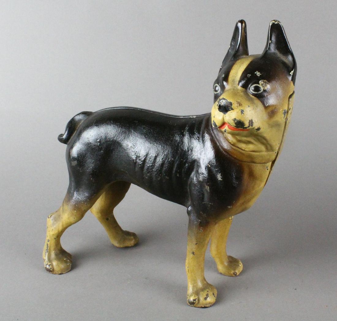 Cast Iron Boston Terrier Doorstop Pristine: Cast Iron Boston Terrier Doorstop. Fine original example. 10 1/2 inches tall.