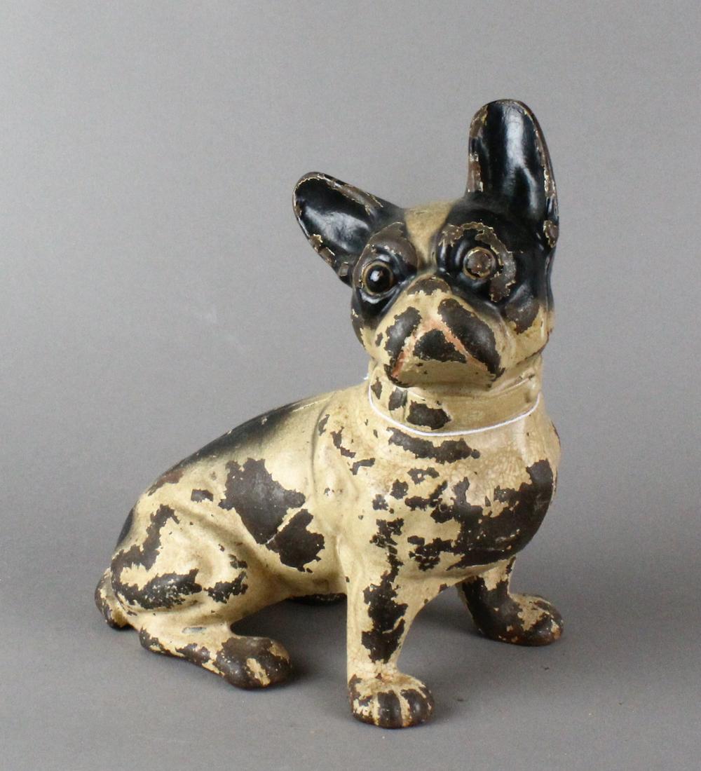 Hubley Seated French Bulldog Doorstop: Seated French Bulldog Doorstop 8 inches tall, original paint.