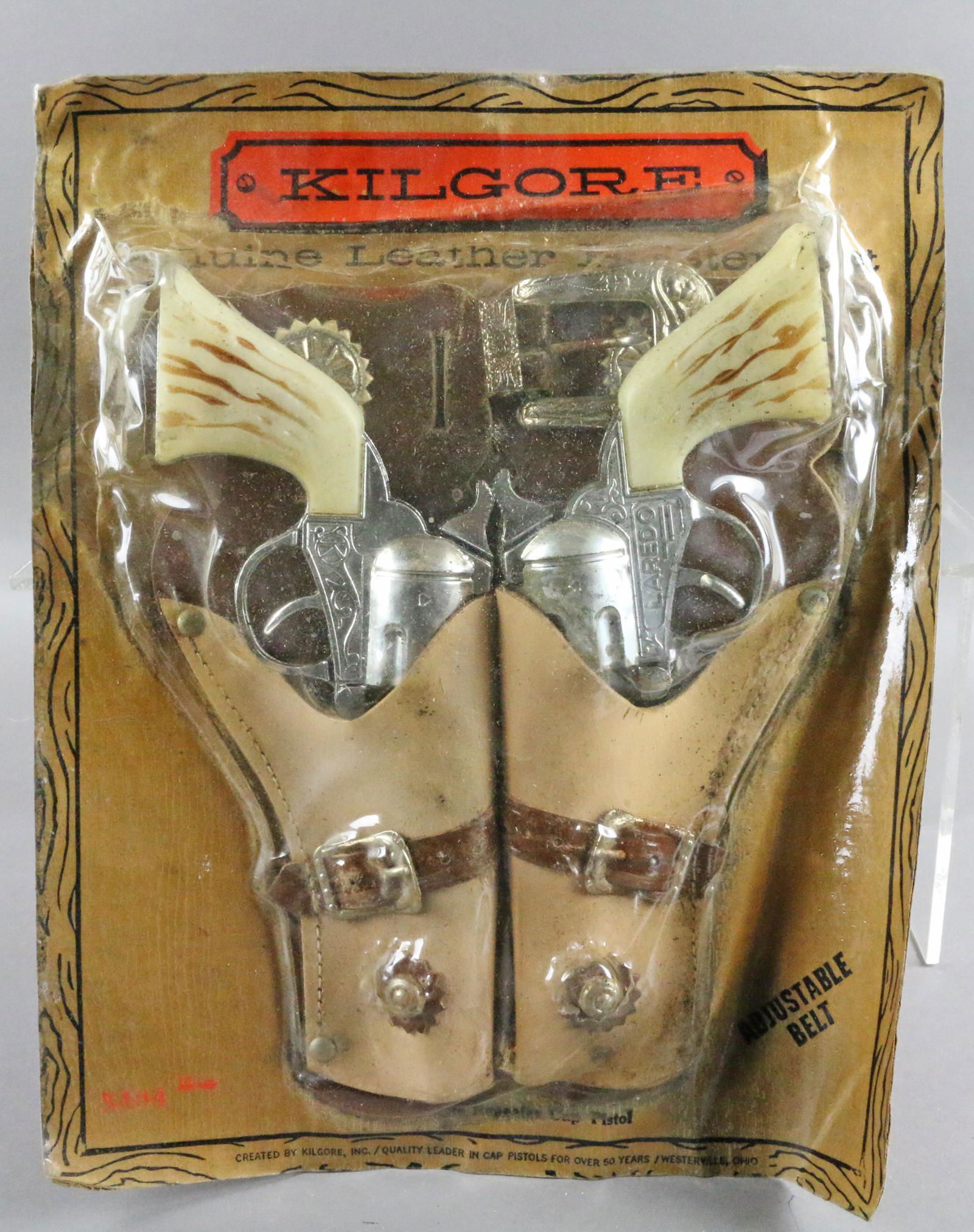 Kilgore Laredo Cap Gun Set NOS: Kilgore Laredo Cap Gun Set NOS, leather holster 10x13