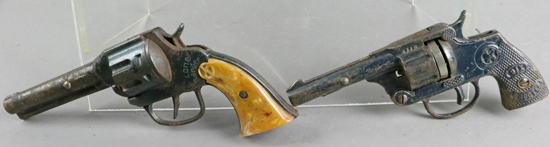 KIlgore Cast Iron Lone Ranger Six Shooter Lot: KIlgore Cast Iron Lone Ranger Six Shooter Lot, both need repair