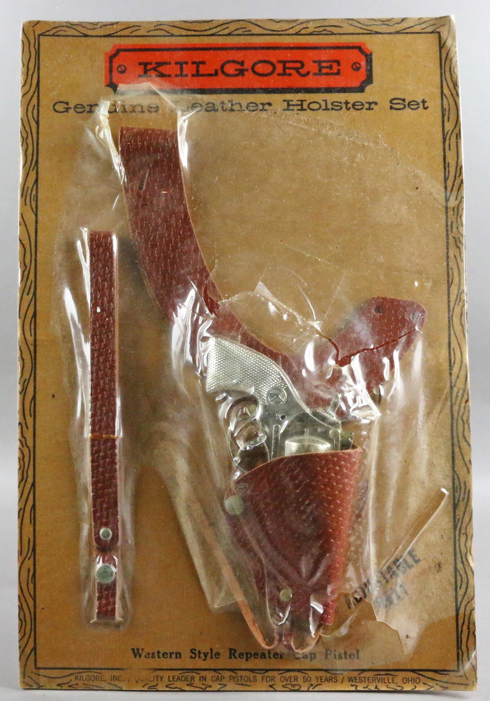 Kilgore Cap Gun Set NOS Holster: Kilgore Cap Gun Set NOS Holster, 19 inches