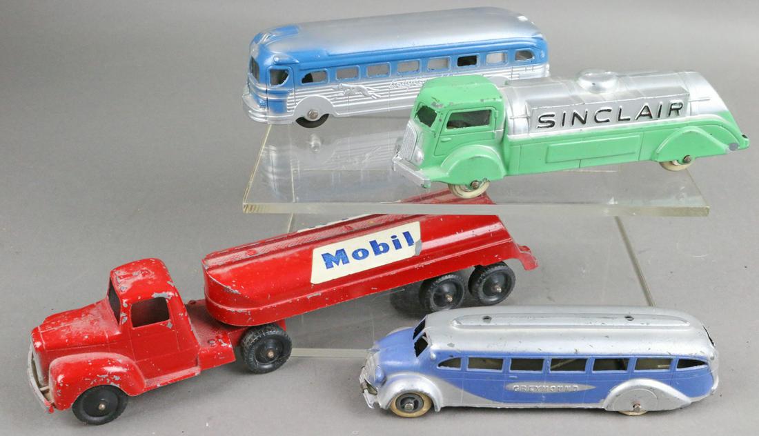 Tootsietoy Lot: Tootsietoy Lot, Greyhound, Sinclair, Mobil 6 and 9 inches