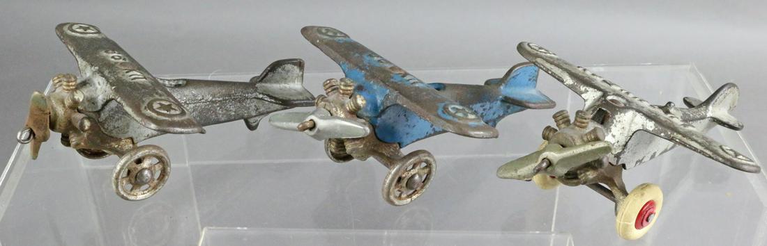 Hubley Lucky Boy Cast Iron Plane Lot: Hubley Lucky Boy Cast Iron Plane Lot, 5 inches