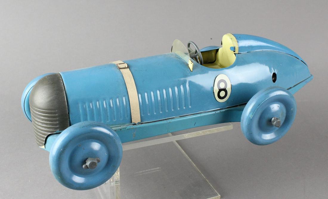 Mettoy/Burnett Prestyn England Race Car: Mettoy/Burnett Prestyn England Race Car. Excellent working wind up. ~9 inches long.