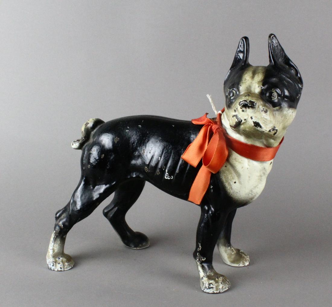Hubley Cast Iron Boston Terrier Door Stop: Hubley Cast Iron Boston Terrier Door Stop, original paint. 10 inches tall.