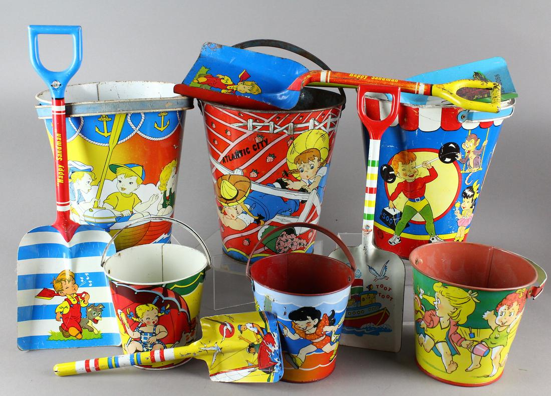 Ohio Art Tin Beach Pail & Shovel Collection: Ohio Art Tin Beach Pail & Shovel Collection