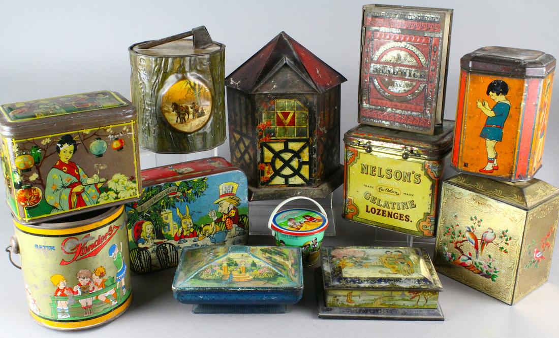 British Biscuit & Sweet Tin Collection: British Biscuit & Sweet Tin Collection including the yule log with axe by MacFarlane Lang & Co. and others.