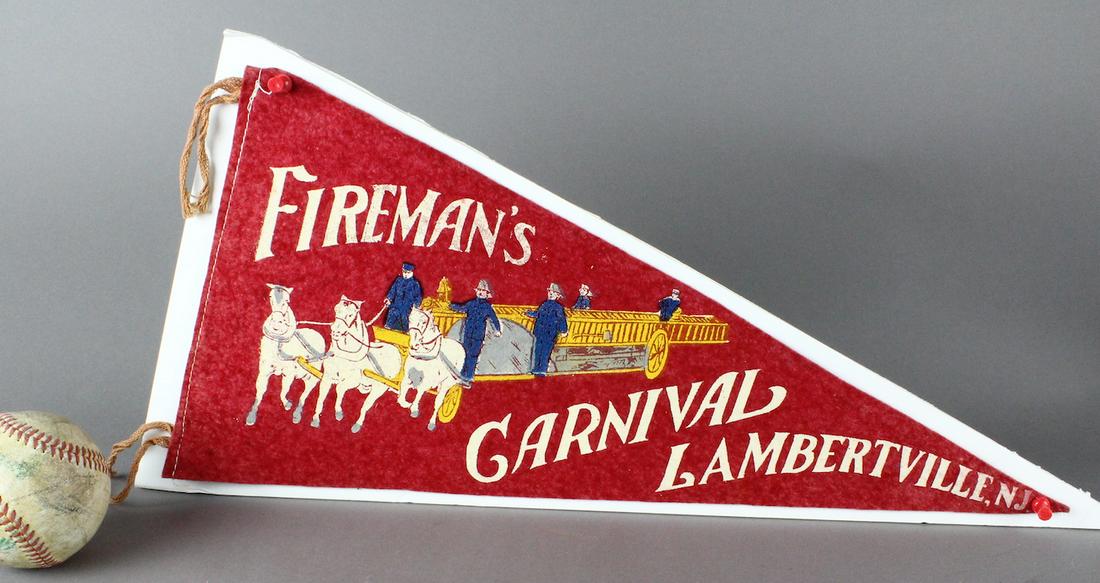 1900s Lambertville NJ Fireman's Carnival: 1900s Lambertville NJ Fireman's Carnival Pennant