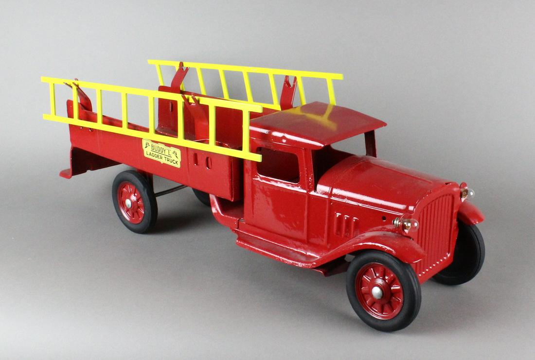 1930s Buddy L Ladder Truck: 1930s Buddy L Ladder Truck. Repainted example.