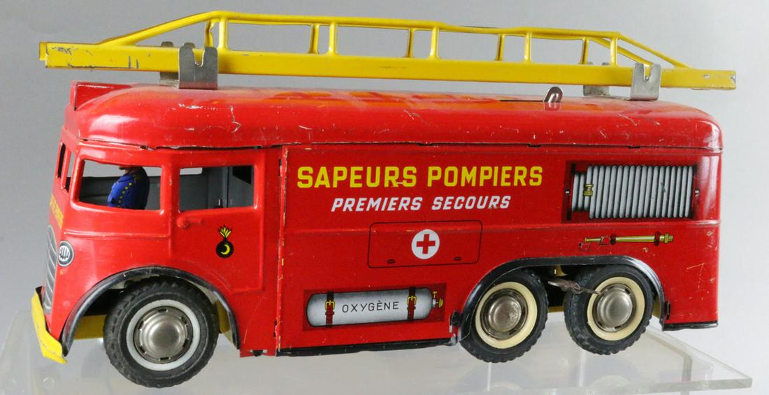Joustra France Wind Up Fire Van: Joustra France Wind Up Fire Van Tin