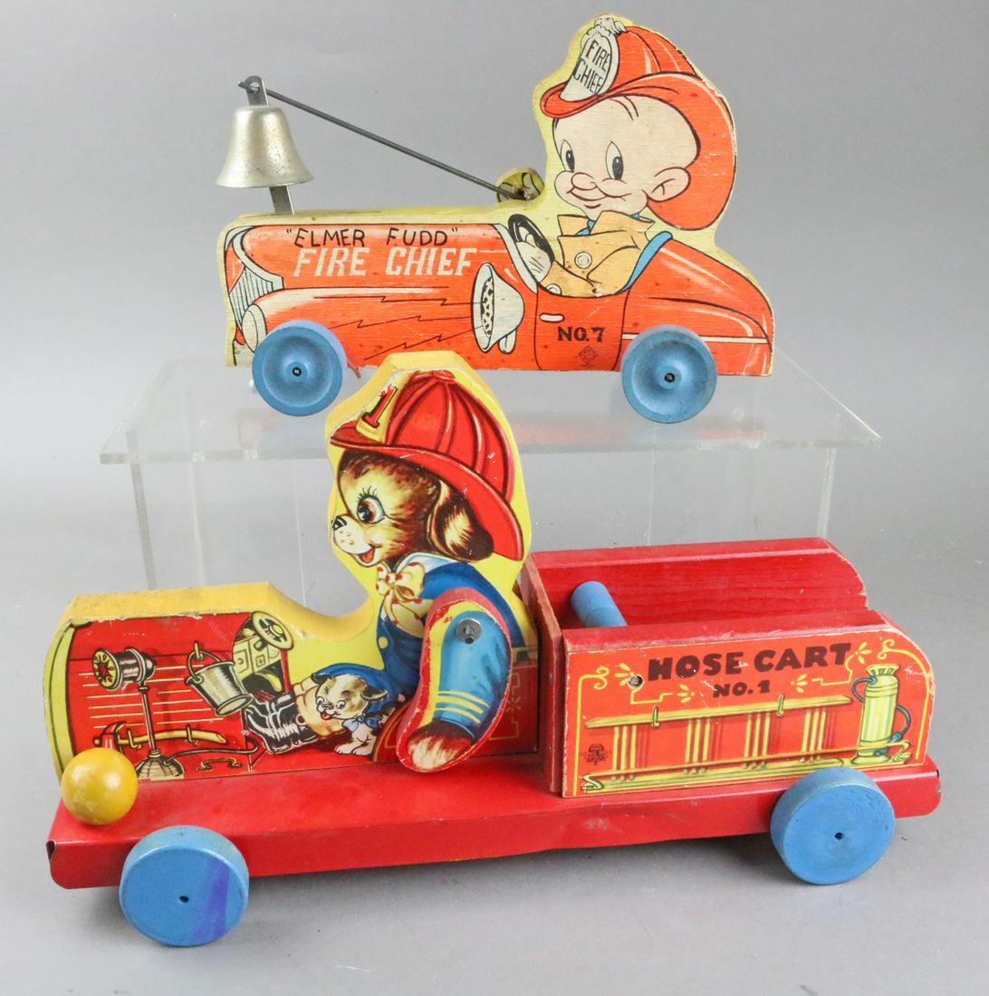Gong Bell Elmer Fudd Pull Toy Lot: Gong Bell Elmer Fudd Pull Toy Lot wood 9, 14 inches