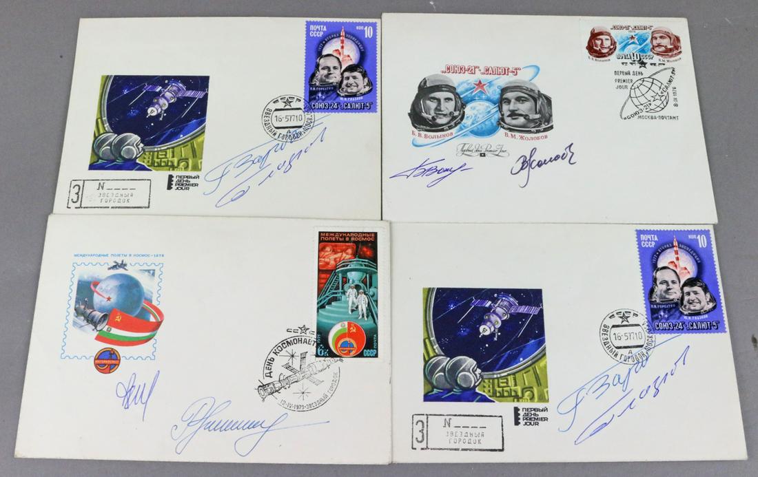 Russian Cosmonaut Autographs: 1st day covers 70s Space Station\r\n All autographs & signed ephemera presented here is from the Cordelia Platt autograph collection. Highly regarded in the autograph industry, Cordelia was the presid