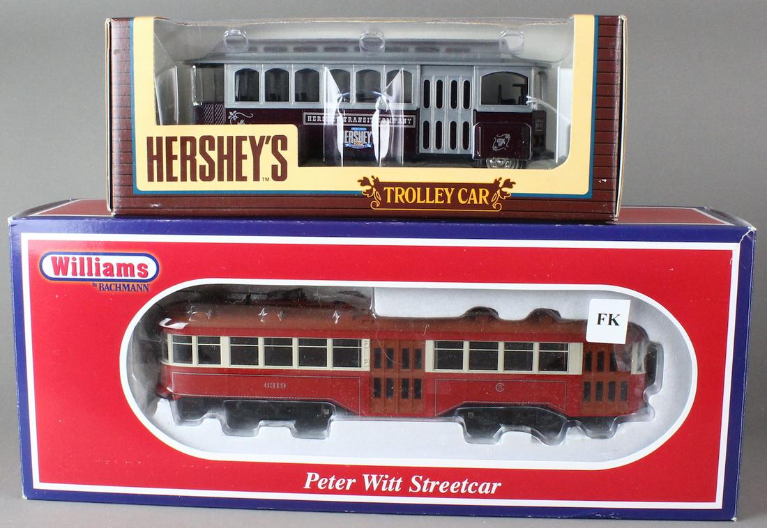 Williams Street Car & ERTL Hershey's Trolley Car: Pair of Trolleys. Williams Chicago Street Car & ERTL Hershey's Trolley Car both near mint in box.