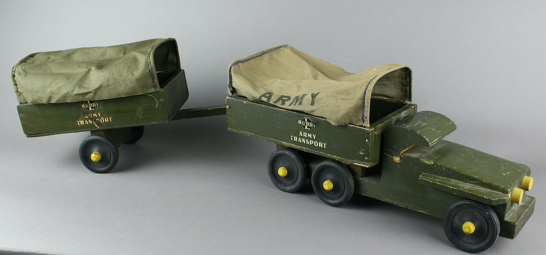 Buddy L WWII Army Transport Truck and Carrier (1 of 3)