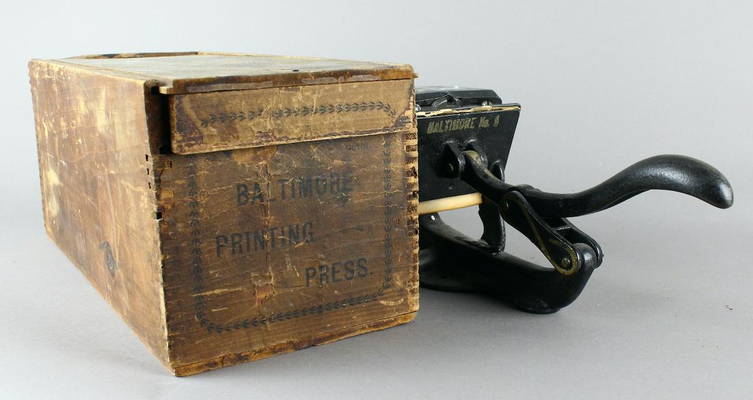 Baltimore No. 5 Printing Press in Crate (1 of 9)