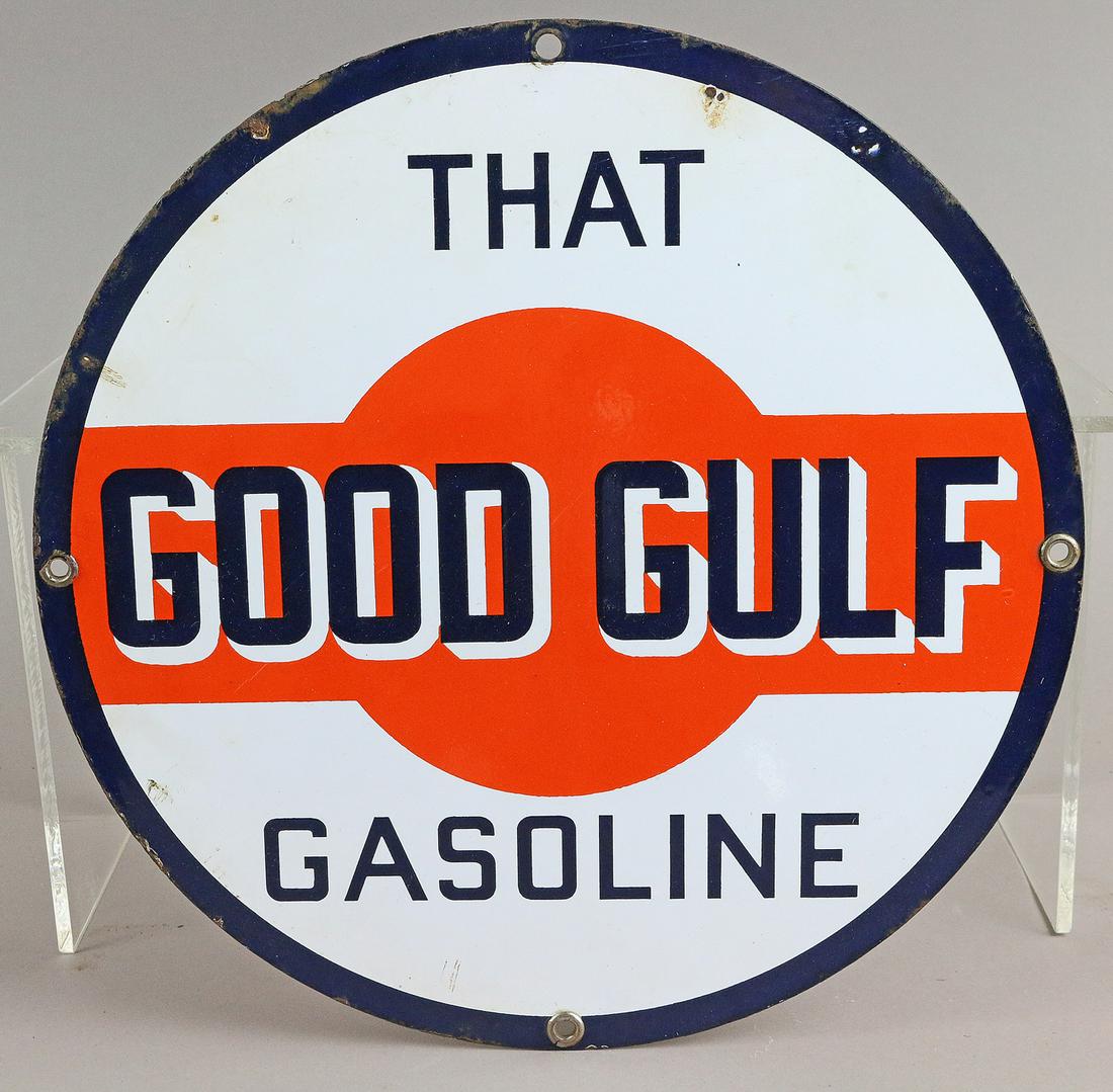 Gulf That Good Gulf Porcelain Sign 1940s (1 of 2)