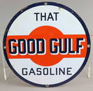 Gulf That Good Gulf Porcelain Sign 1940s