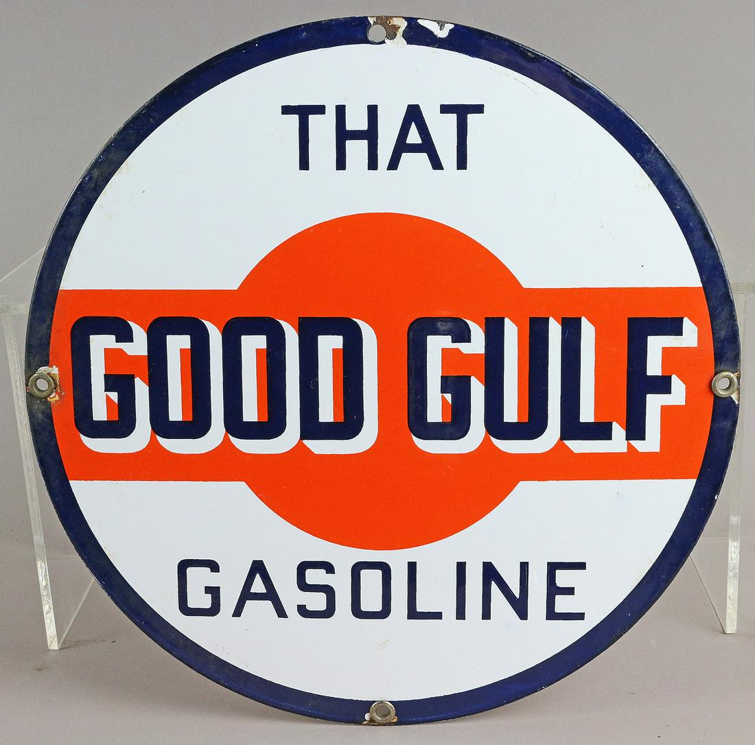 Gulf That Good Gulf Porcelain Sign Original 1940s (1 of 2)