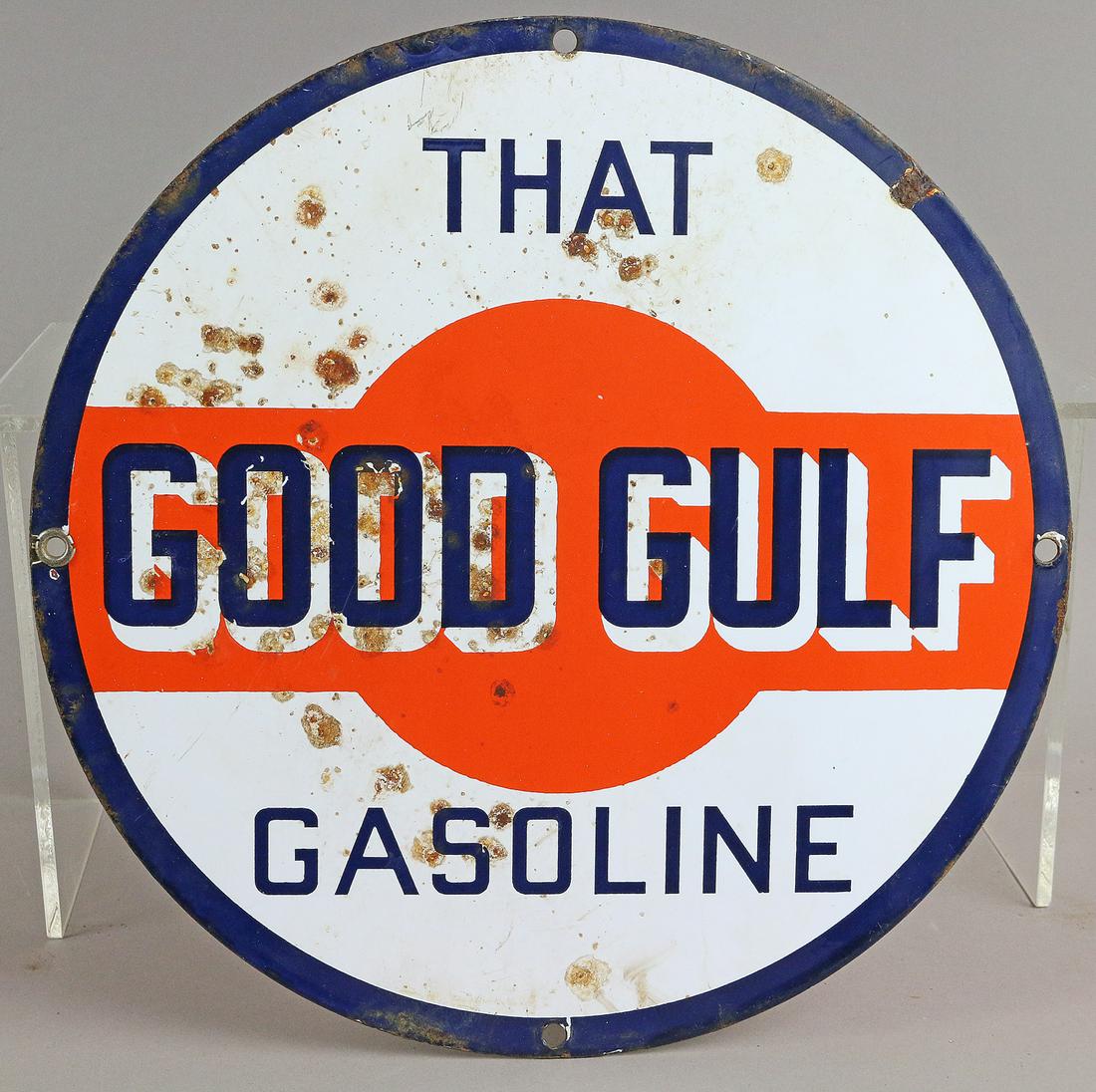 Gulf That Good Gulf Porcelain Sign Original 1940s (1 of 2)