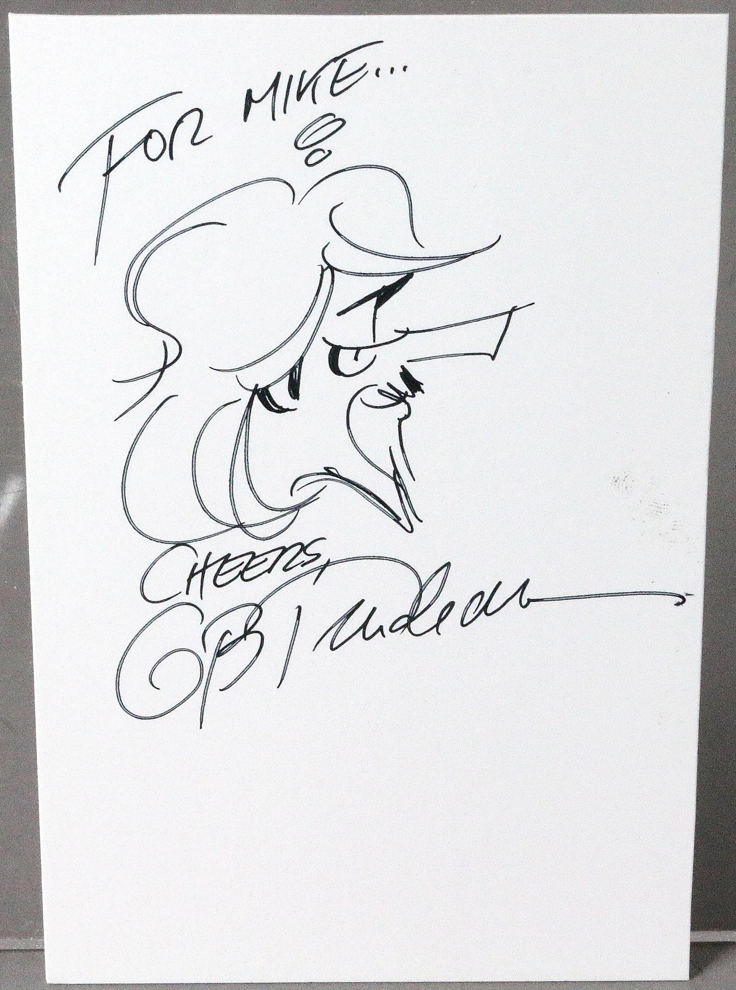 Gary Trudeau Hand Drawn Signed Cartoon: Gary Trudeau Hand Drawn Signed Cartoon6x4 All autographs & signed ephemera presented here is from the Cordelia Platt autograph collection. Highly regarded in the autograph industry, Cordelia was the p