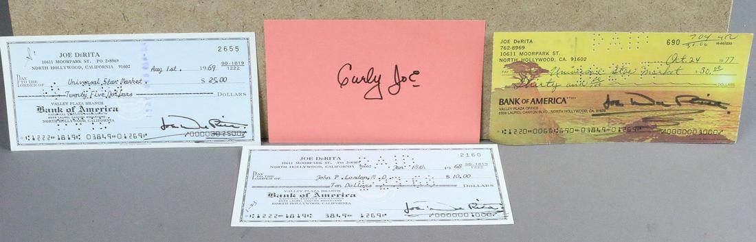 Three Stooges Joe Derita Signed Curly Joe: Three Stooges Joe Derita Signed Curly Joe All autographs & signed ephemera presented here is from the Cordelia Platt autograph collection. Highly regarded in the autograph industry, Cordelia was the p