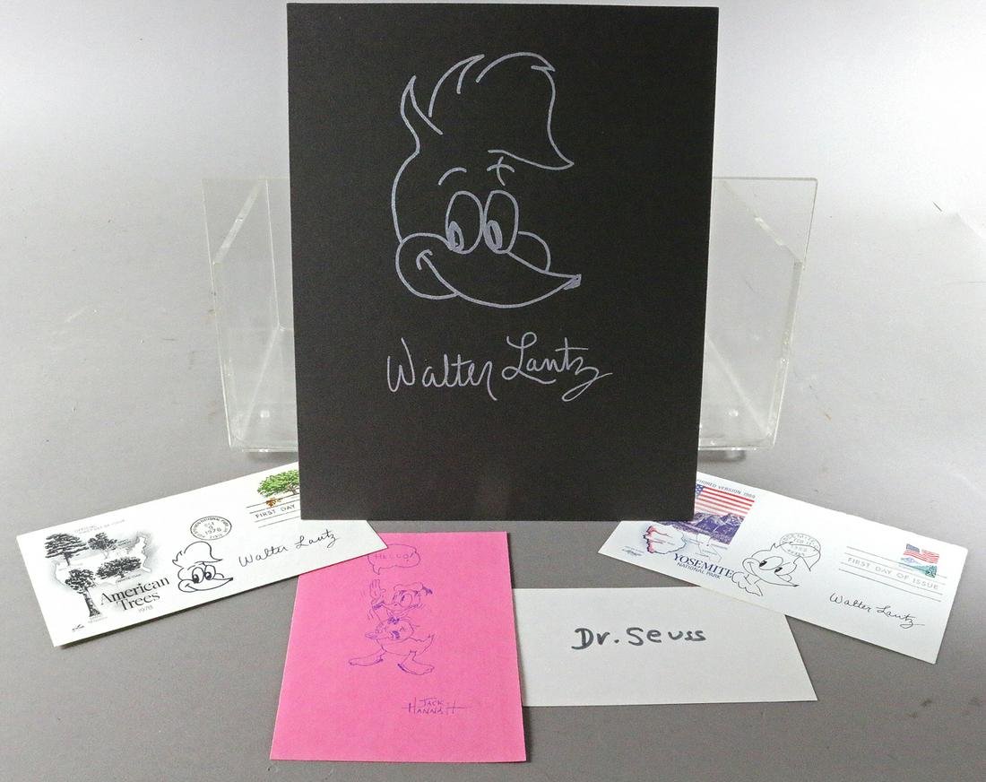 Dr Seuss Walter Lance Bill Hanna Signed Cartoon Lot: Dr Seuss Walter Lance Bill Hanna Signed Cartoon Lot All autographs & signed ephemera presented here is from the Cordelia Platt autograph collection. Highly regarded in the autograph industry, Cordelia