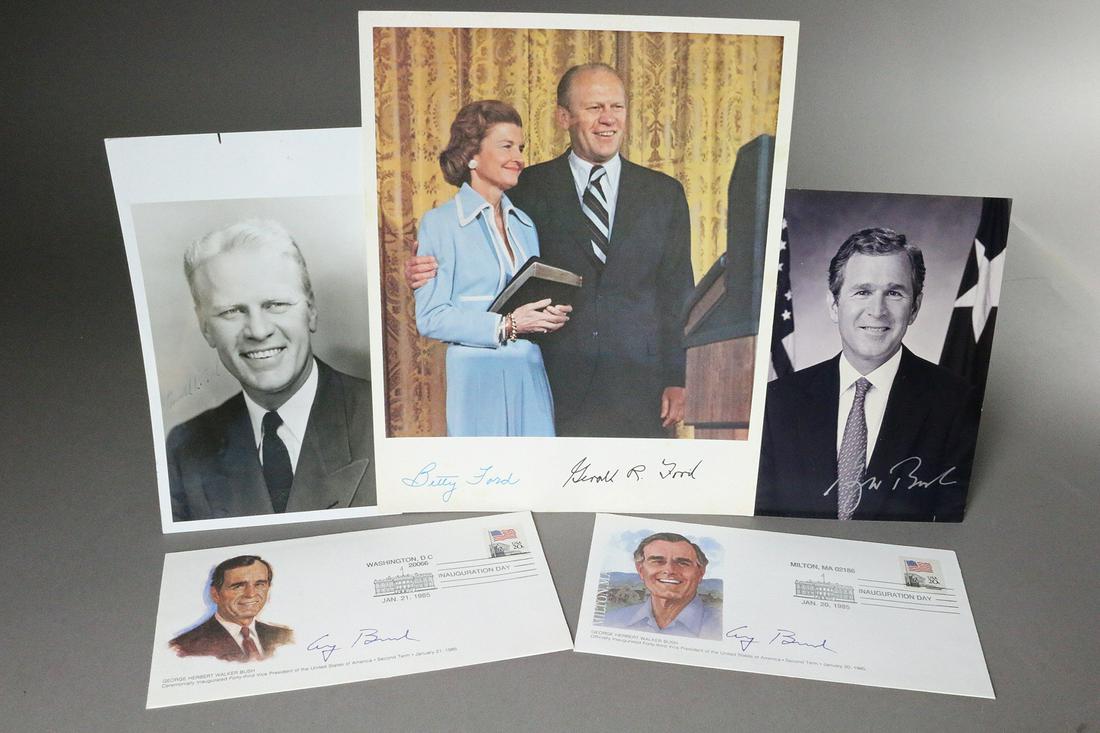 George W Bush George Bush Gerald Ford Autograph Photo: George W Bush George Bush Gerald Ford Autograph Photo Lot All autographs & signed ephemera presented here is from the Cordelia Platt autograph collection. Highly regarded in the autograph industry, Co