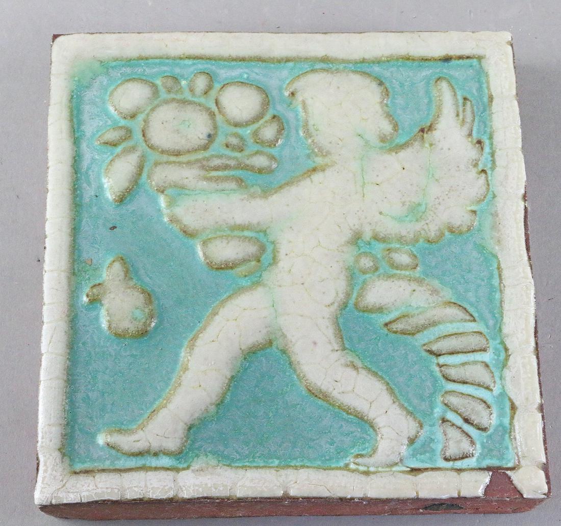 Grueby Cupid Figural Tile 6x6: Grueby Cupid Figural Tile 6x6