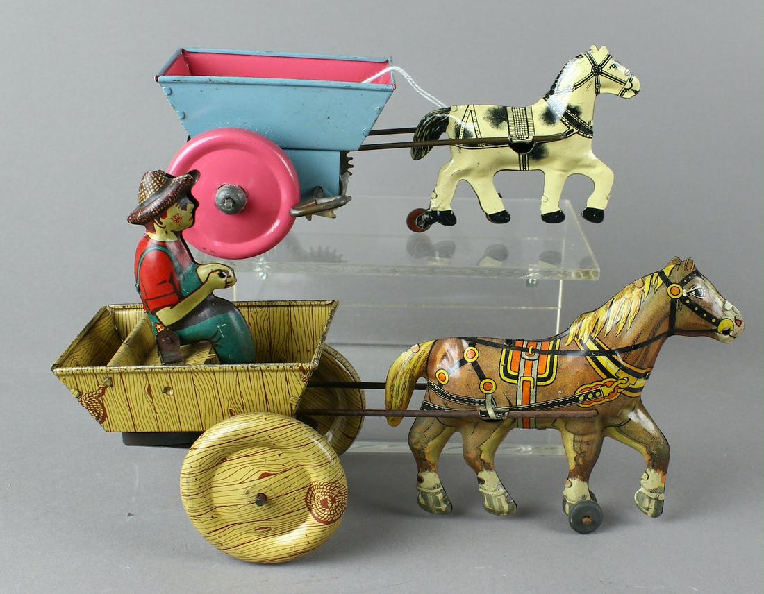 Marx and Early Tin Horse Wagon: Horse Drawn wagons from Marx and American maker.