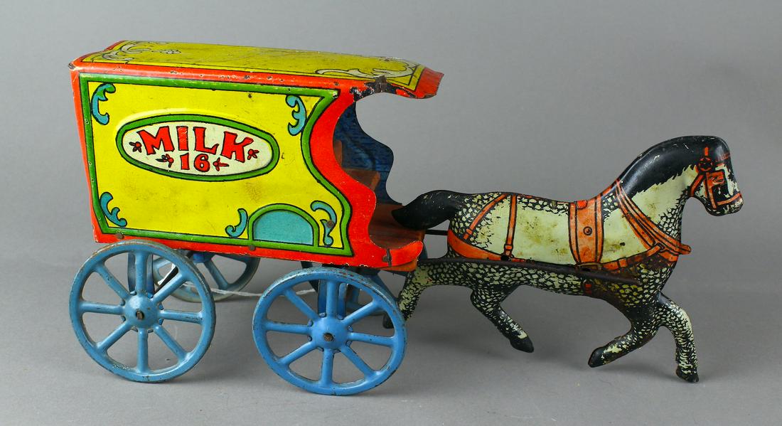 Converse Milk Delivery Wagon: Converse Horse Drawn Milk Delivery Wagon, 18 inches. Great original litho.